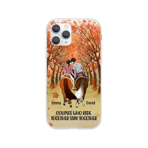 Personalized Phone Case, Horseback Riding Couple Holding Hand, Gift For Horse Lovers