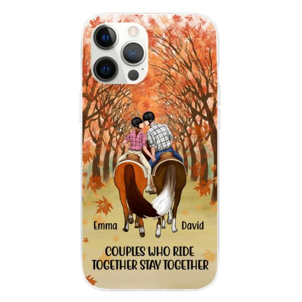 Personalized Phone Case, Horseback Riding Couple Holding Hand, Gift For Horse Lovers