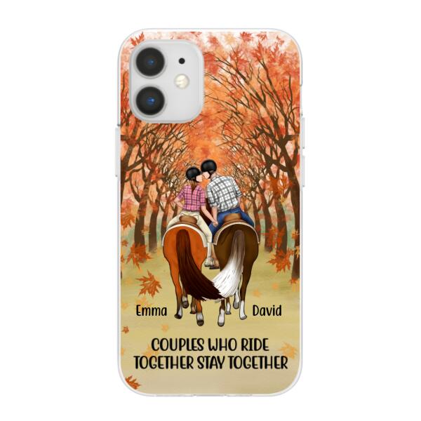 Personalized Phone Case, Horseback Riding Couple Holding Hand, Gift For Horse Lovers