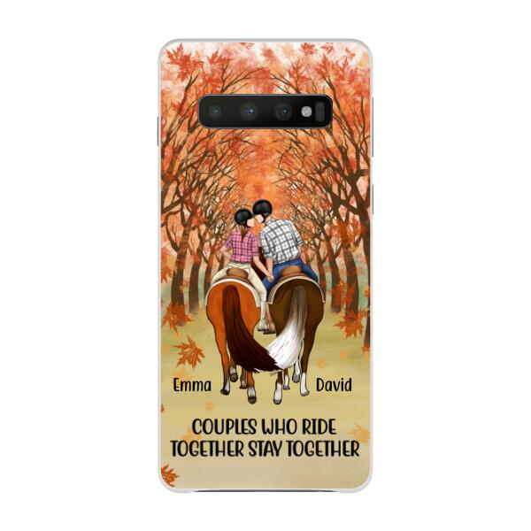 Personalized Phone Case, Horseback Riding Couple Holding Hand, Gift For Horse Lovers