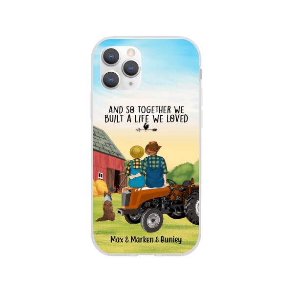 Personalized Phone Case, Farming Couple On Tractor With Dogs, Gift For Farmers, Gift For Dog Lovers