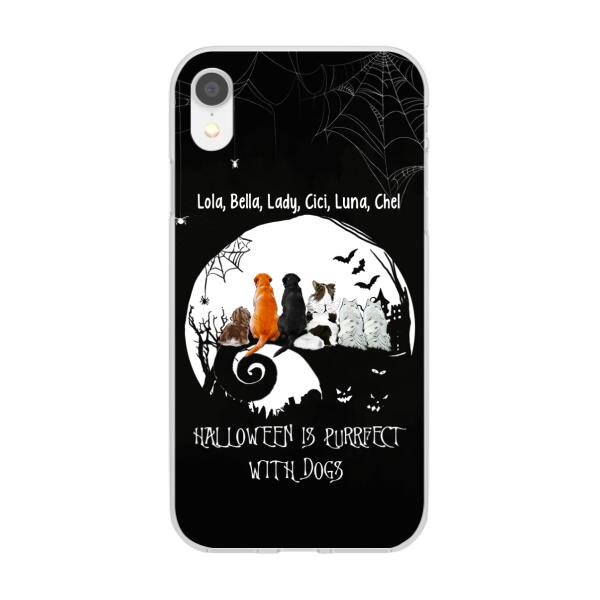 Personalized Phone Case, Up To 6 Dogs, Halloween Is Purrfect With Dogs - Halloween Gift, Gift For Dog Lovers