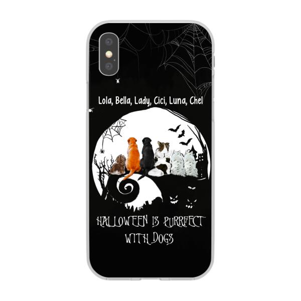 Personalized Phone Case, Up To 6 Dogs, Halloween Is Purrfect With Dogs - Halloween Gift, Gift For Dog Lovers