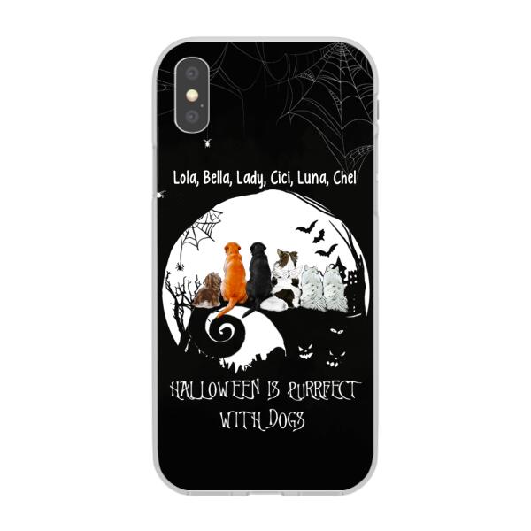 Personalized Phone Case, Up To 6 Dogs, Halloween Is Purrfect With Dogs - Halloween Gift, Gift For Dog Lovers