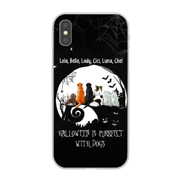 Personalized Phone Case, Up To 6 Dogs, Halloween Is Purrfect With Dogs - Halloween Gift, Gift For Dog Lovers