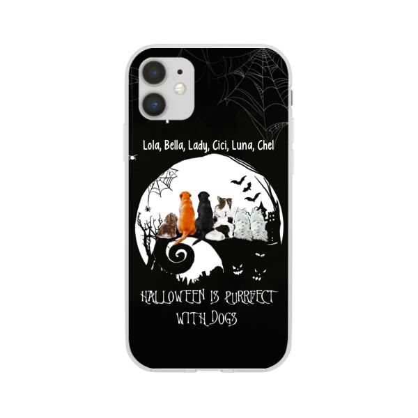 Personalized Phone Case, Up To 6 Dogs, Halloween Is Purrfect With Dogs - Halloween Gift, Gift For Dog Lovers