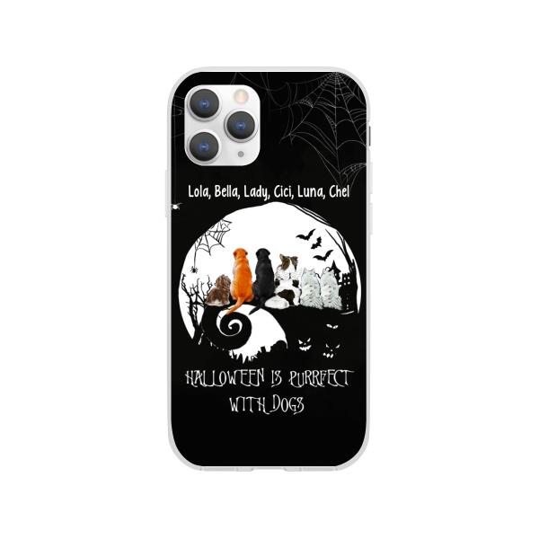 Personalized Phone Case, Up To 6 Dogs, Halloween Is Purrfect With Dogs - Halloween Gift, Gift For Dog Lovers