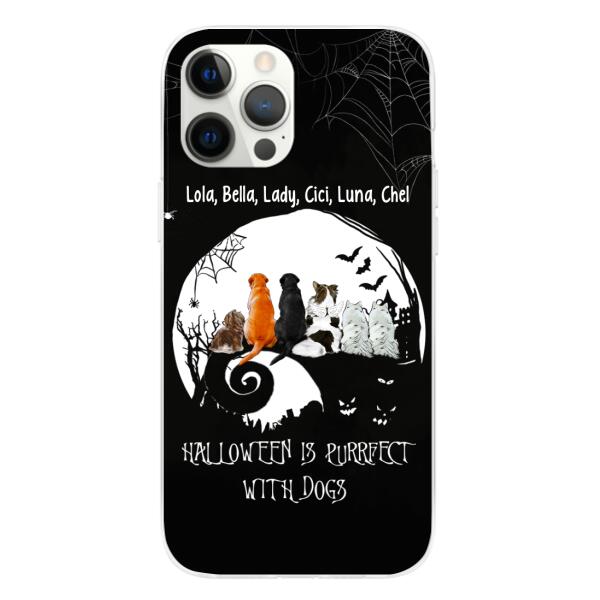 Personalized Phone Case, Up To 6 Dogs, Halloween Is Purrfect With Dogs - Halloween Gift, Gift For Dog Lovers