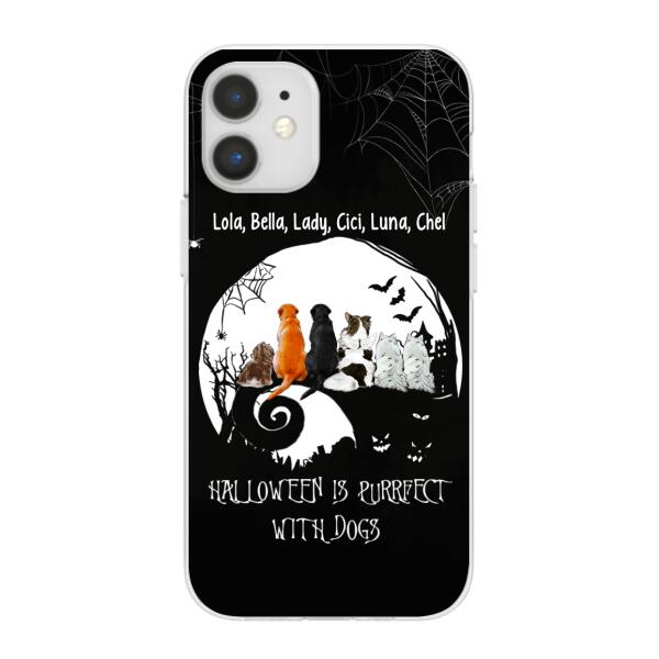 Personalized Phone Case, Up To 6 Dogs, Halloween Is Purrfect With Dogs - Halloween Gift, Gift For Dog Lovers