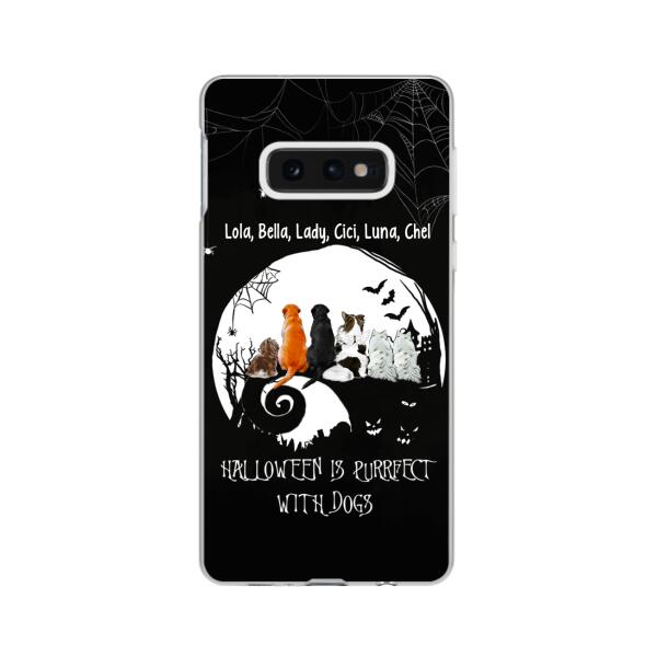 Personalized Phone Case, Up To 6 Dogs, Halloween Is Purrfect With Dogs - Halloween Gift, Gift For Dog Lovers