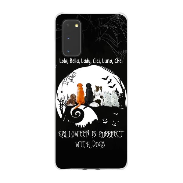 Personalized Phone Case, Up To 6 Dogs, Halloween Is Purrfect With Dogs - Halloween Gift, Gift For Dog Lovers