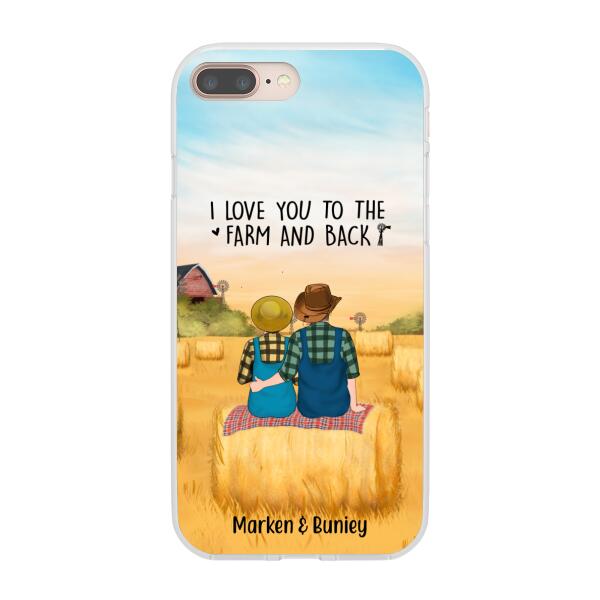 Personalized Phone Case, Farmer Couple Sitting On Wheat Straw Bale, Gift For Farming Partners