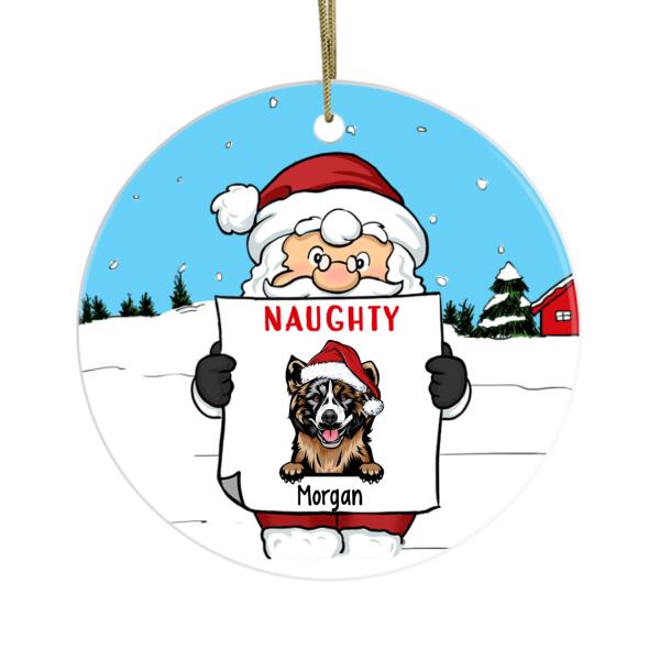 Personalized Ornament, Santa Claus Naughty List, Christmas Gift For Dog Lovers