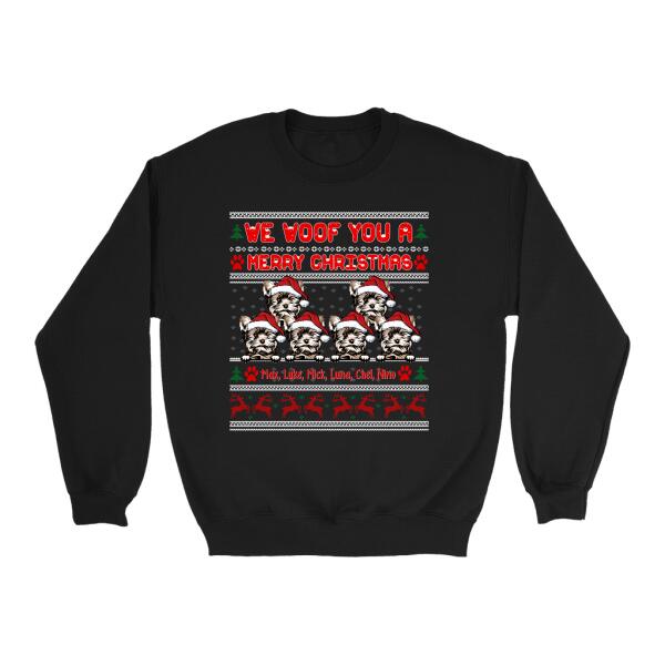 Personalized Shirt, Up To 6 Dogs, We Woof You A Merry Christmas, Christmas Gift For Dog Lovers