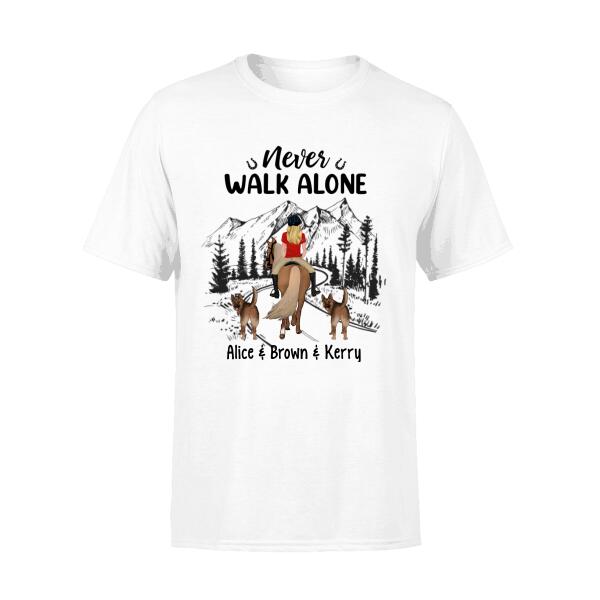 Personalized Shirt, Horse Riding Girl And Dogs, Gift for Horse And Dog Lovers