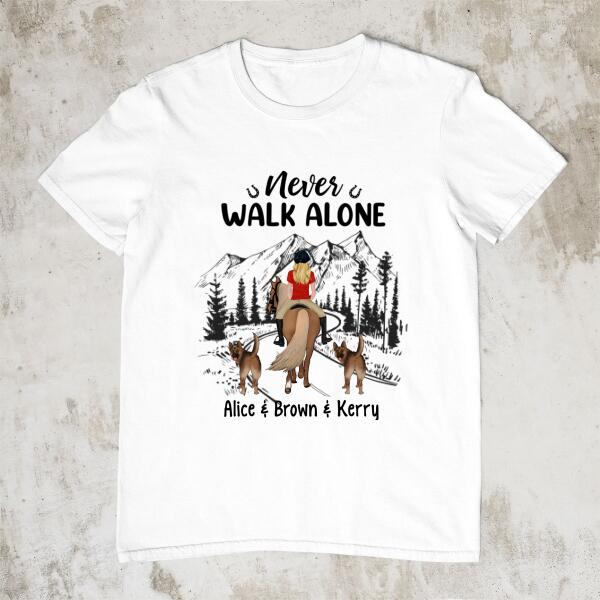 Personalized Shirt, Horse Riding Girl And Dogs, Gift for Horse And Dog Lovers