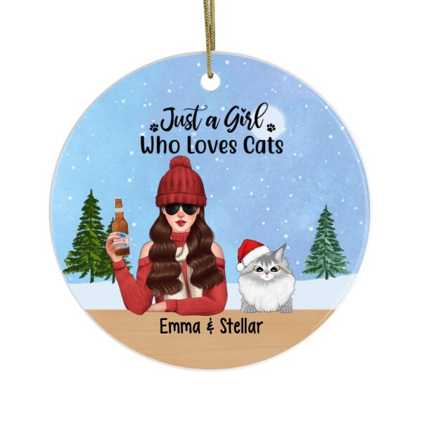 Personalized Ornament, Just A Girl Who Loves Cats, Christmas Gift For Cat Lovers