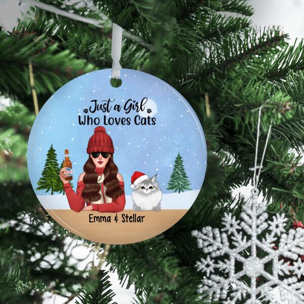 Personalized Ornament, Just A Girl Who Loves Cats, Christmas Gift For Cat Lovers