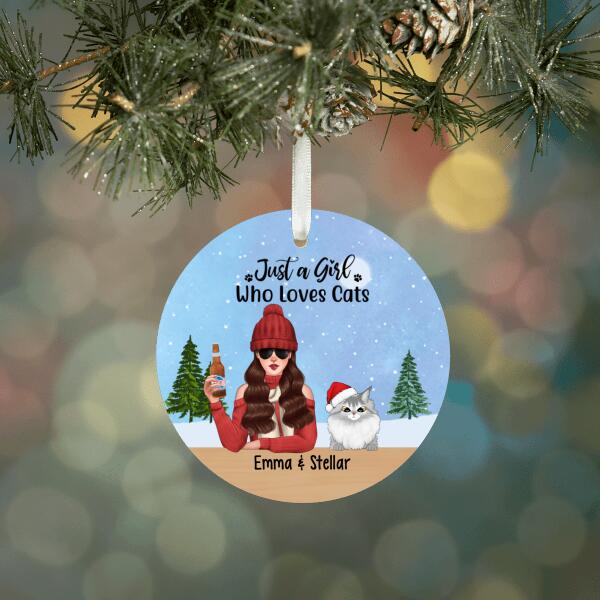 Personalized Ornament, Just A Girl Who Loves Cats, Christmas Gift For Cat Lovers