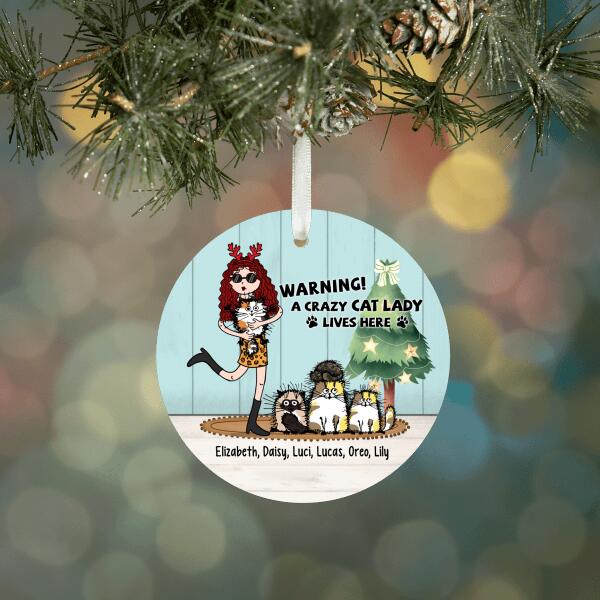 Personalized Metal Ornament, Crazy Cat Lady, Christmas Gift For Cat Lovers