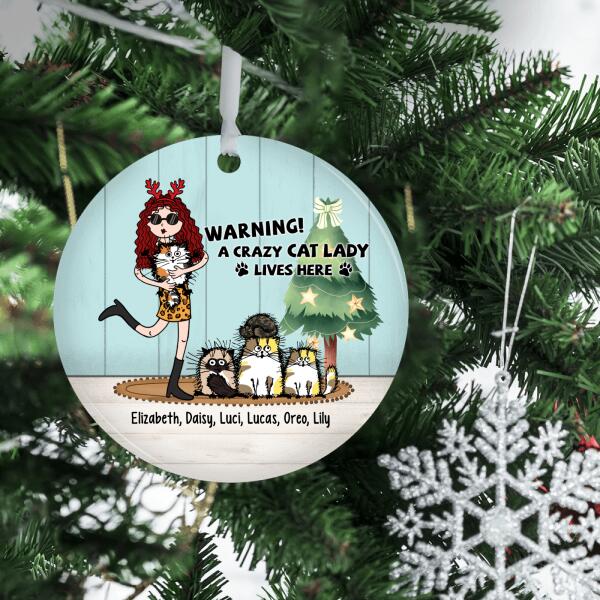 Personalized Metal Ornament, Crazy Cat Lady, Christmas Gift For Cat Lovers