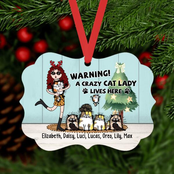 Personalized Metal Ornament, Crazy Cat Lady, Christmas Gift For Cat Lovers