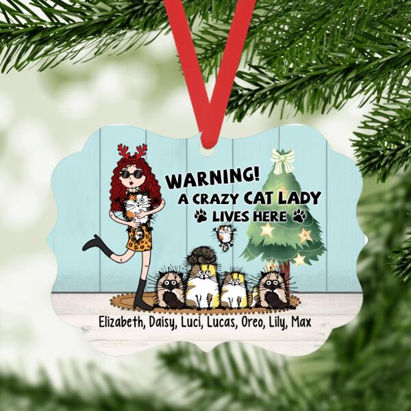 Personalized Metal Ornament, Crazy Cat Lady, Christmas Gift For Cat Lovers