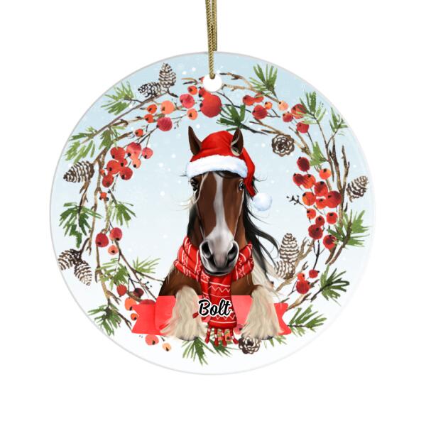 Personalized Ornament, Horse Wreath, Christmas Gift For Horse Lovers