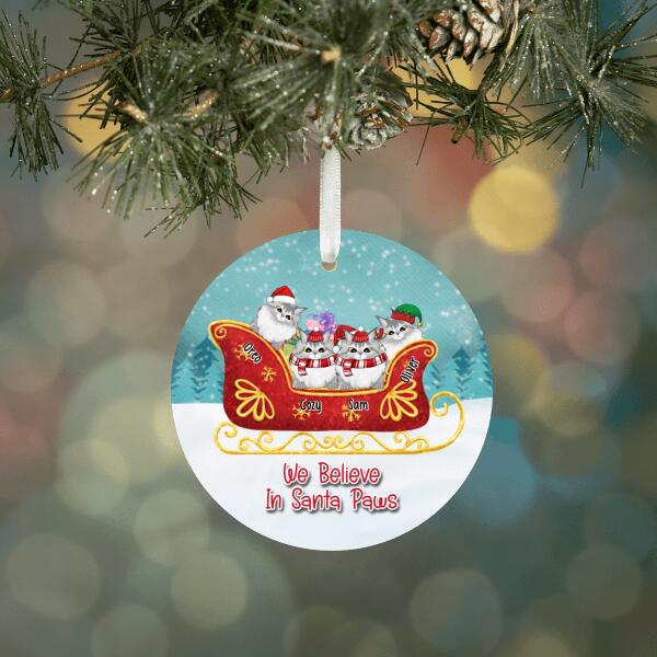 Personalized Ornament, Meowy Catmas, Santa Sleigh With Cats, Christmas Gift For Cat Lovers, Family