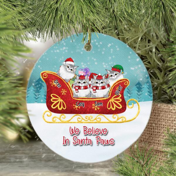 Personalized Ornament, Meowy Catmas, Santa Sleigh With Cats, Christmas Gift For Cat Lovers, Family