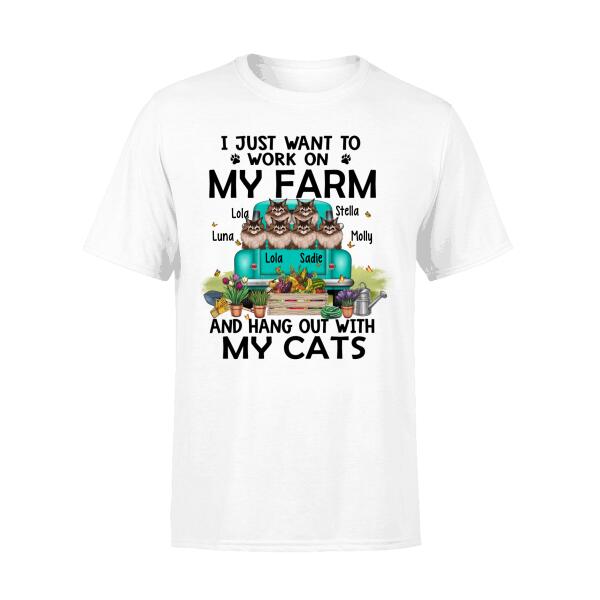 Personalized Shirt, Work On Farm And Hang Out With Cats, Gift For Farmers And Cat Lovers