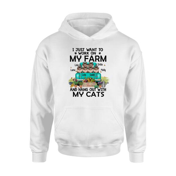 Personalized Shirt, Work On Farm And Hang Out With Cats, Gift For Farmers And Cat Lovers