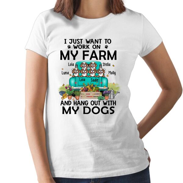 Personalized Shirt, Up To 6 Dogs, Work On Farm and Hang Out With Dogs, Gift For Farmers and Dog Lovers