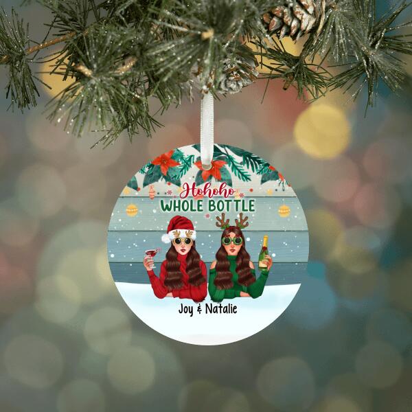 Personalized Metal Ornament, Up To 3 Girls, Holiday Drinking Buddy, Christmas Theme, Christmas Gift For Friends, Sisters