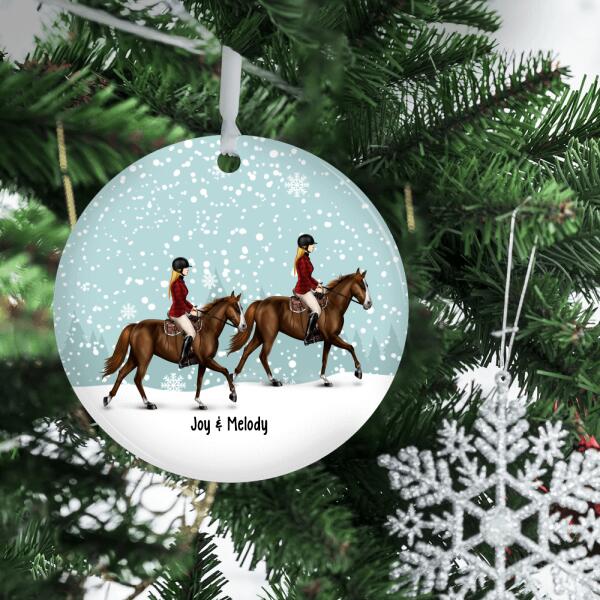 Personalized Ornament, Up To 2 Girls, Girl Riding Horse, Christmas Gift For Horse Lovers