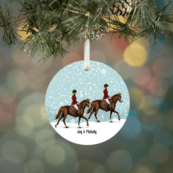 Personalized Ornament, Up To 2 Girls, Girl Riding Horse, Christmas Gift For Horse Lovers