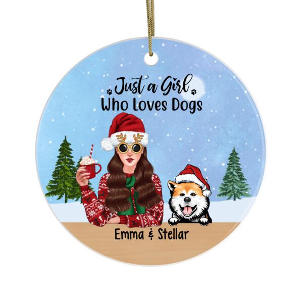 Personalized Ornament, Just A Girl Who Loves Dogs, Christmas Gift For Dog Lovers