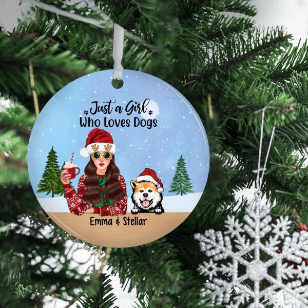 Personalized Ornament, Just A Girl Who Loves Dogs, Christmas Gift For Dog Lovers