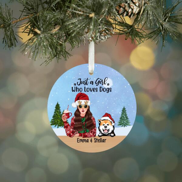 Personalized Ornament, Just A Girl Who Loves Dogs, Christmas Gift For Dog Lovers