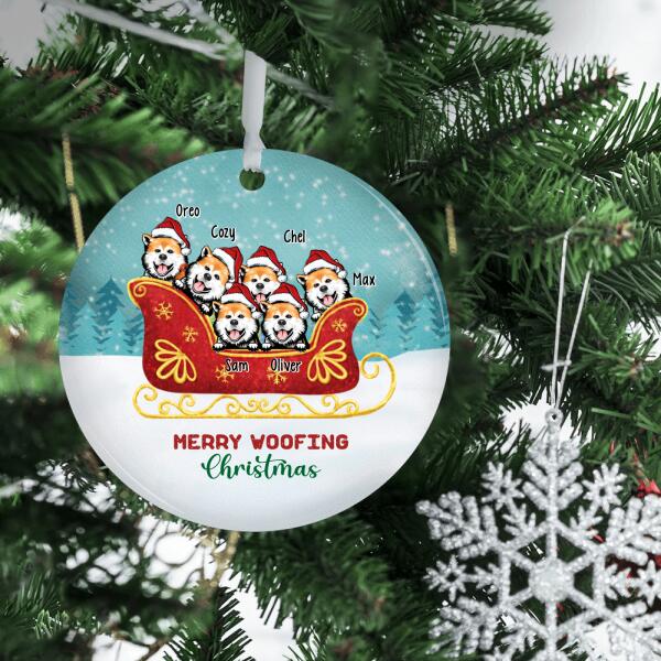 Personalized Ornament, Dogs In Santa Sleigh, We Believe In Santapaws, Christmas Gift For Dog Lovers