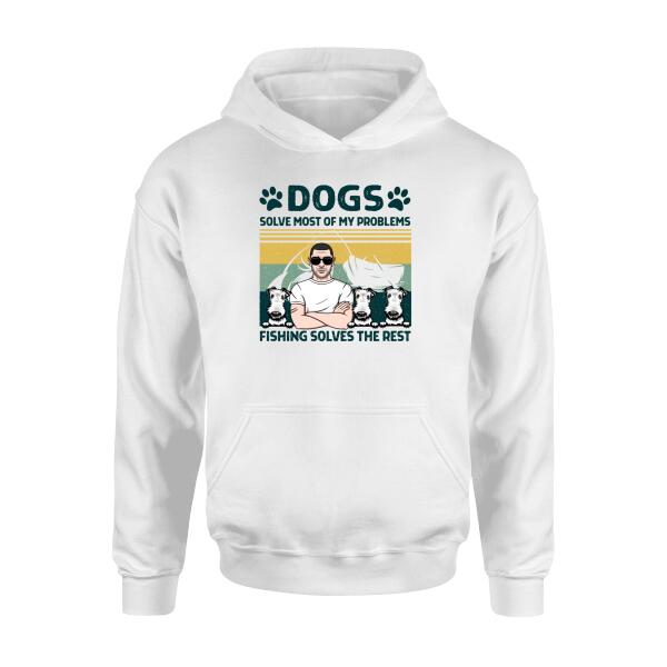 Personalized Shirt, Dogs Solve Most Of My Problems, Fishing Solves The Rest, Gifts For Fishing And Dog Lovers