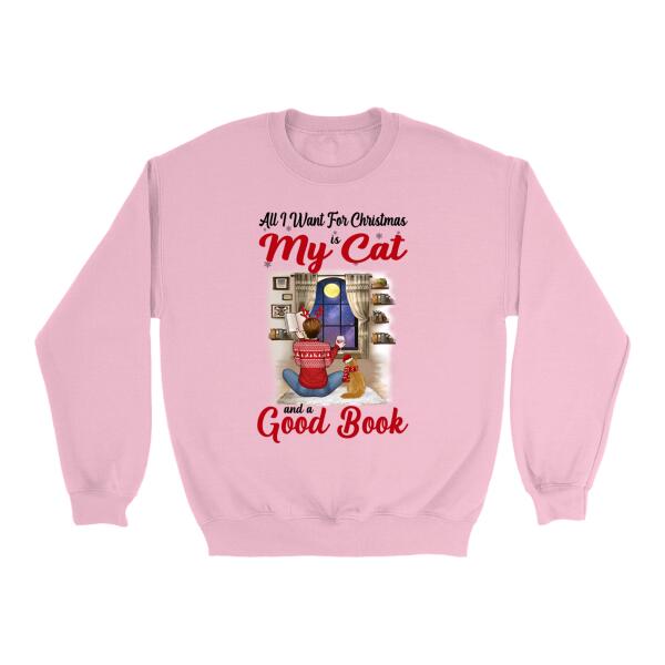 Personalized Shirt, All I Want For Christmas Is My Cats And a Good Book, Christmas Gift For Book And Cat Lovers