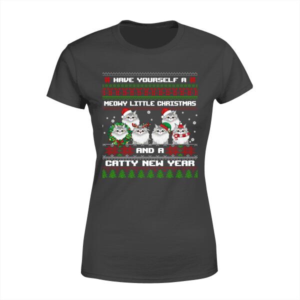 Personalized Shirt, Meowy Little Christmas And Catty New Year, Christmas Gift For Cat Lovers