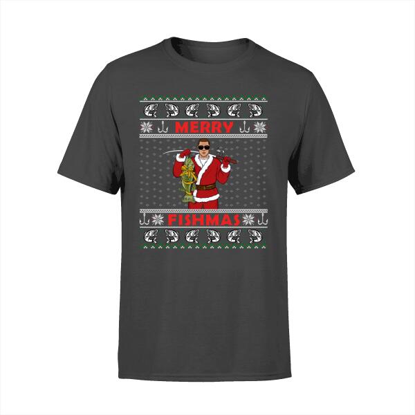 Personalized Shirt, Merry Fishmas, Christmas Man Fishing, Christmas Gift For Fishing Lovers