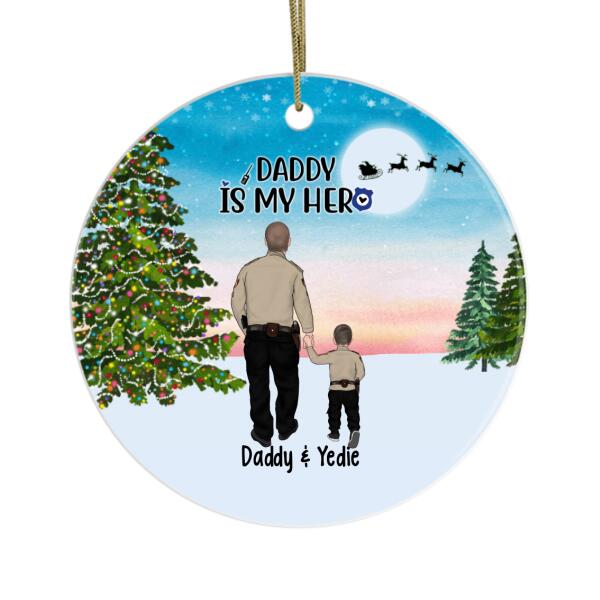 Personalized Metal Ornament, Daddy Is My Hero - Police Parents And Kids, Gift For Christmas