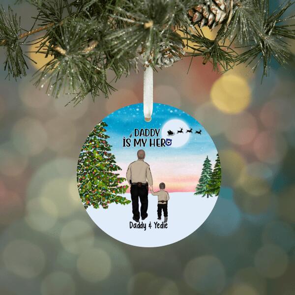 Personalized Metal Ornament, Daddy Is My Hero - Police Parents And Kids, Gift For Christmas