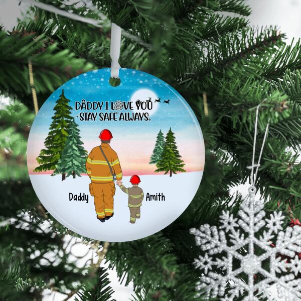 Personalized Metal Ornament, Firefighter Family - Parents And Kids, Gift For Christmas