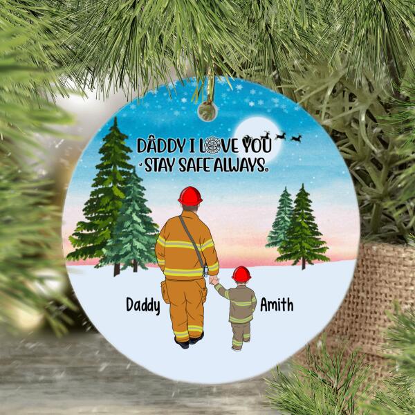 Personalized Metal Ornament, Firefighter Family - Parents And Kids, Gift For Christmas