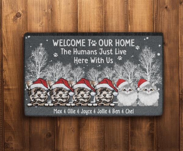 Welcome to Our Home - Christmas Personalized Gifts Custom Doormat for Cat and Dog Lovers