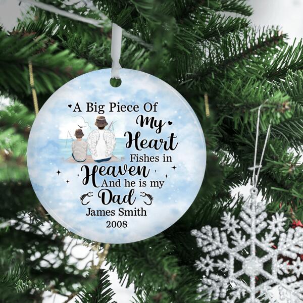 My Heart Heaven Dad - Personalized Gifts Custom Memorial Ornament for Family, for Dad, Memorial Gifts